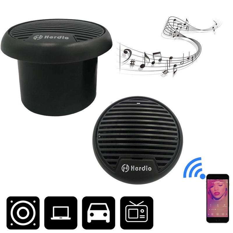 Herdio 3" inch Marine Bluetooth Speakers Boat Motorcycle Hot tub Stereo with Max Power 140 watt(A Pair) (Gray) - Image 5
